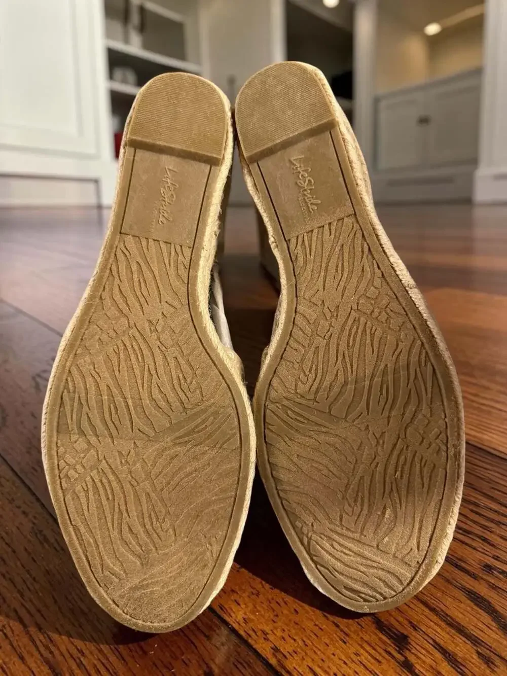 LifeStride Kaylee Khaki Espadrille Wedge Slip-On Shoes Size 9.5M